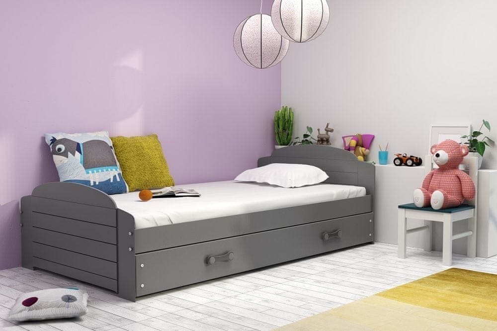 eoshop Detská posteľ Liali - 1 osoba, 90x200 s úložným priestorom - Grafit, Grafit